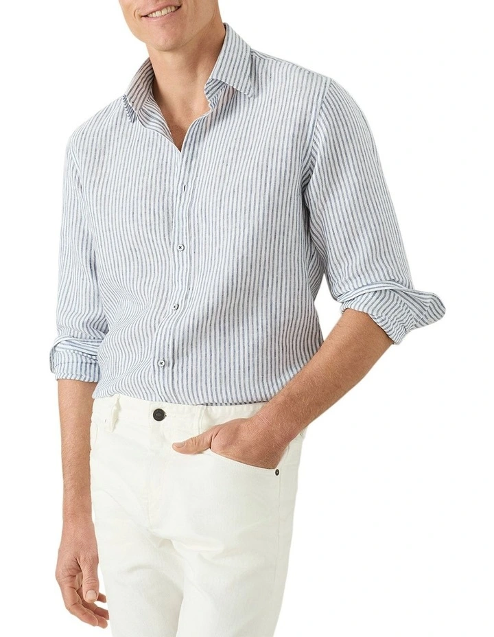 Bradfield Stripe Shirt in Navy White