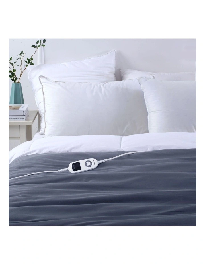 Natural Cotton Cover Heated Weighted Electric Throw Blanket 5kg in Grey
