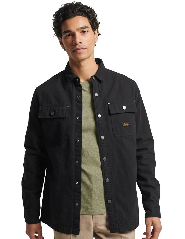Canvas Workwear Overshirt in Black