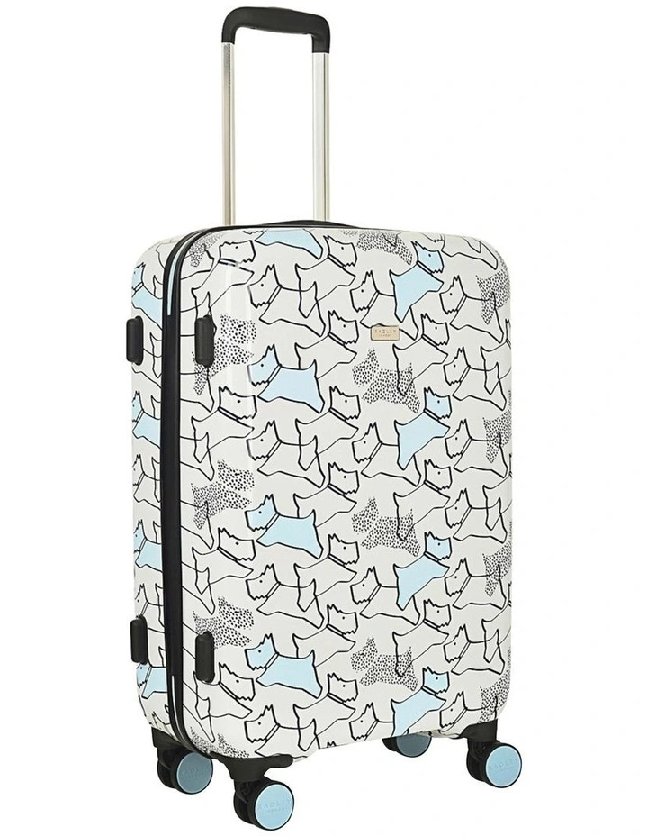 Textured Dog 4 Wheel Medium Suitcase in Pale Blue