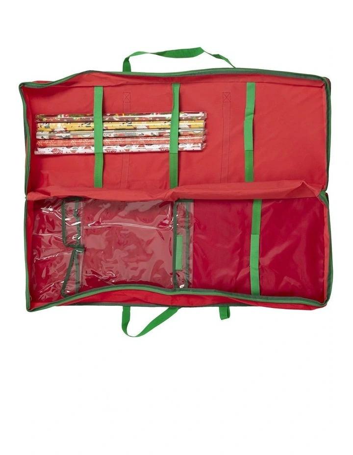 Christmas Paper Storage Bag With 5 Rolls and Scissors Set