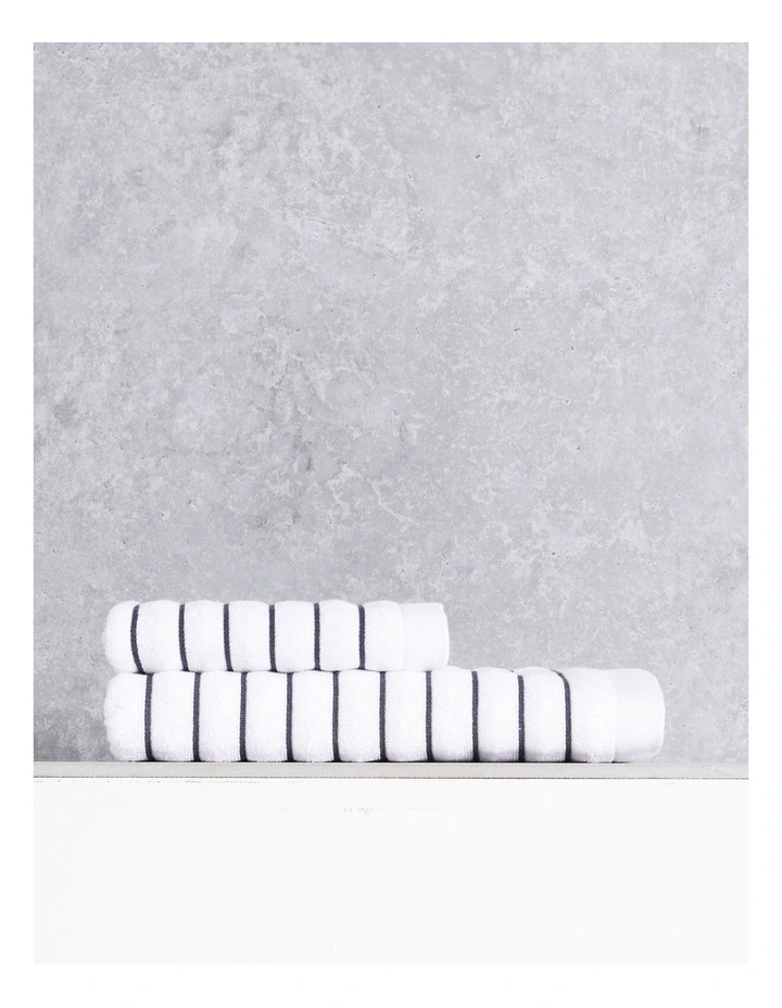 Striped Towel Range in White