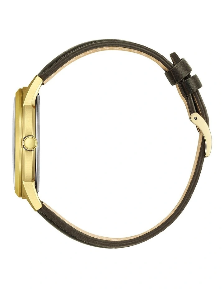 Eco-Drive Dress Leather Watch In Gold/Brown