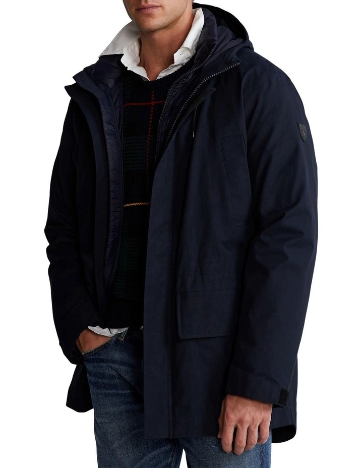 Twill Hooded Coat & Quilted Liner in Blue