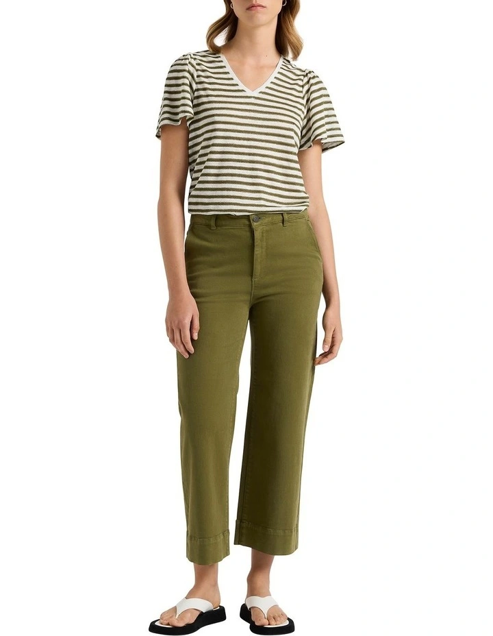 Annie Linen Stripe Tee in Ivory