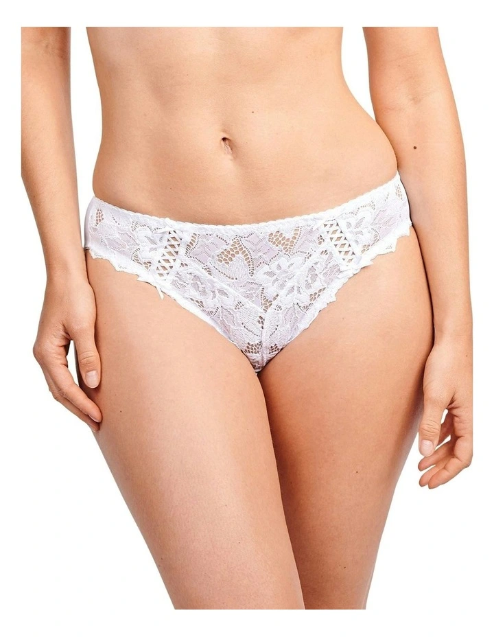Arum Microfiber and Lace Hipster Brief in White