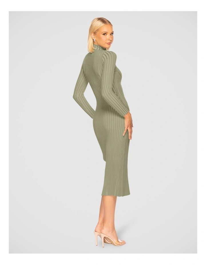 Freja Funnel Neck Dress in Sage