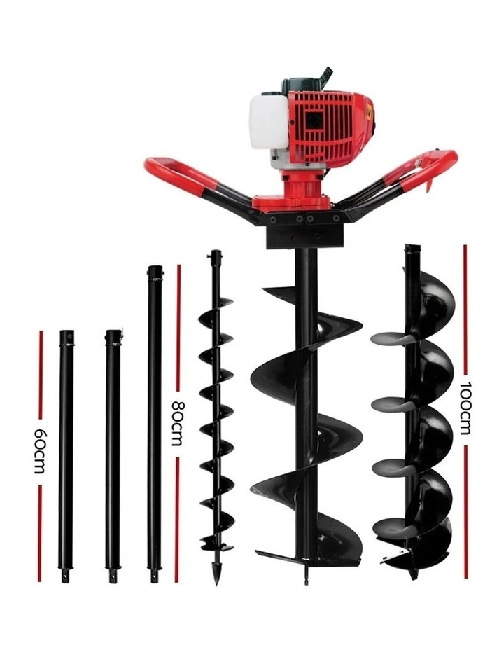 Giantz 80CC Petrol Post Hole Digger Drill Borer Fence Extension Auger Bits SF