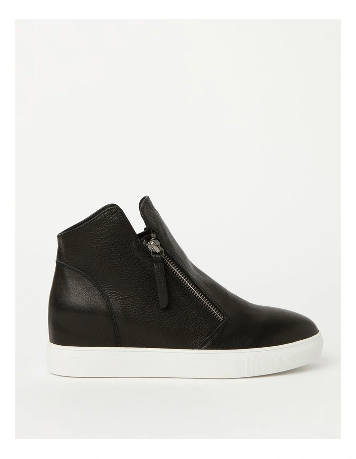 Cane Black Leather Wedged Sneaker