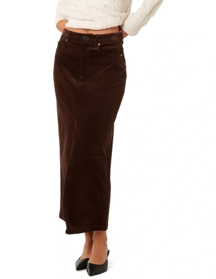 Bailey Cord Midaxi Skirt in Chocolate