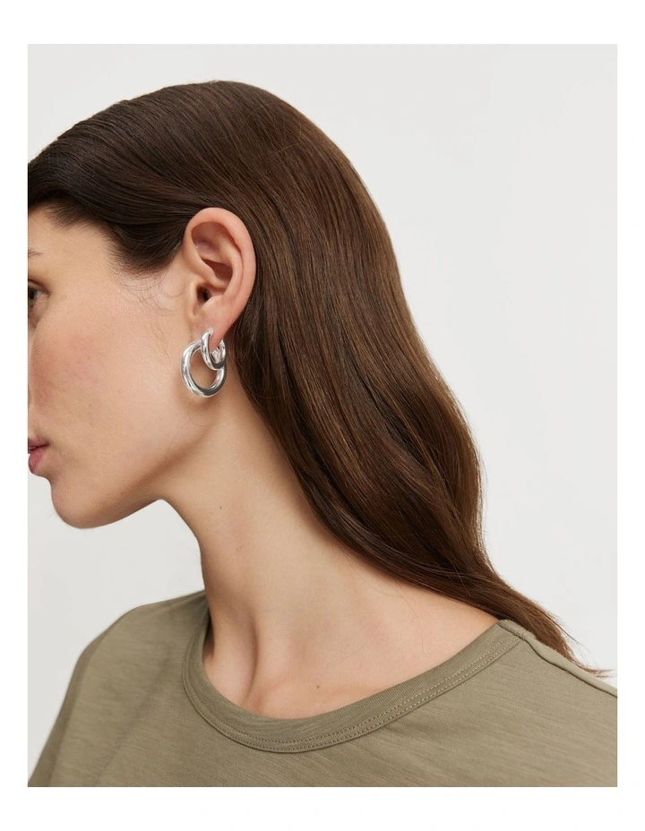 Hoop Earring Pack of 2 in Silver