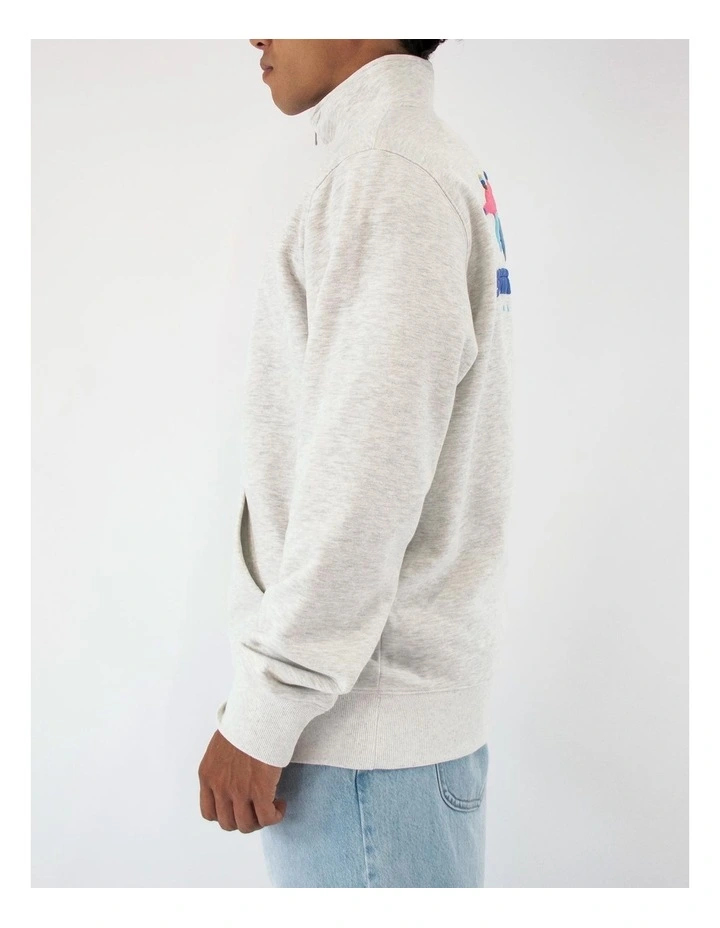 Alpine Club Half Zip Sweat Top in Snow Marle