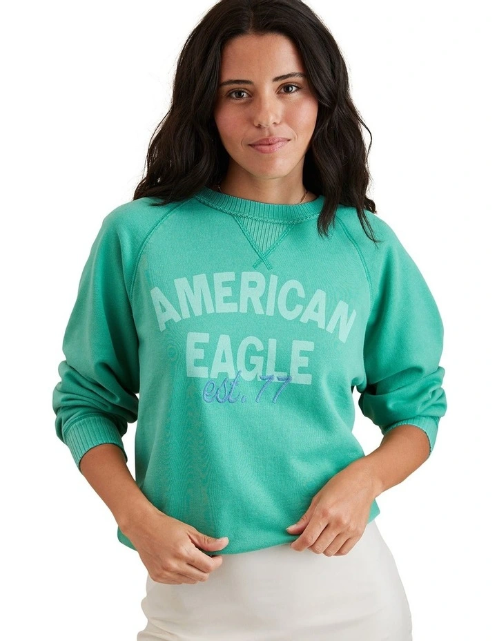 Funday Graphic Raglan-Sleeve Sweatshirt in Green