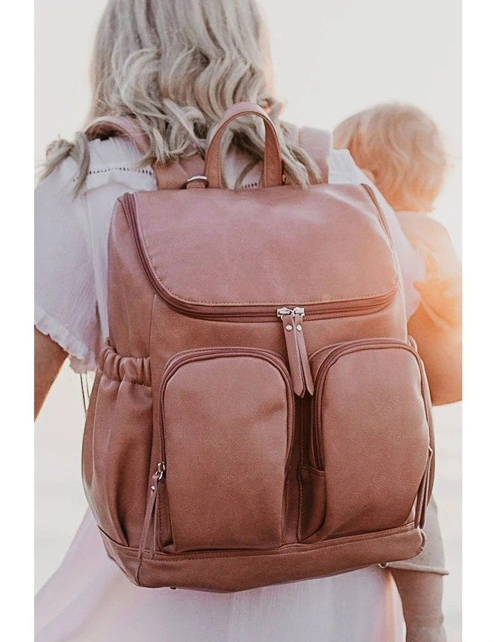 Signature Vegan Leather Nappy Backpack in Dusty Rose
