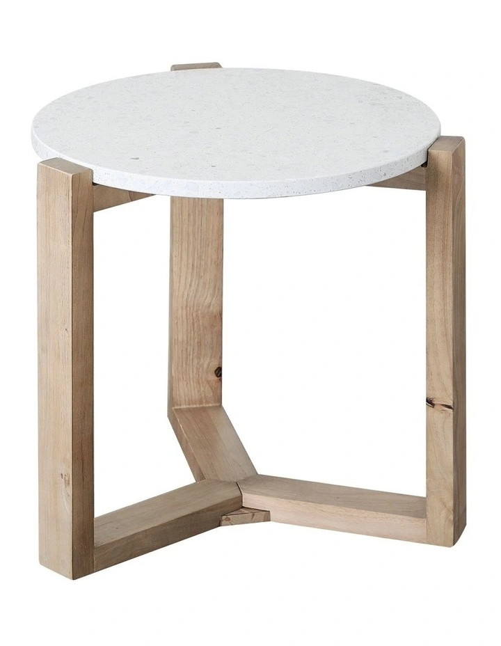 Sass Terrazzo Side Table 48cm in White/Oak