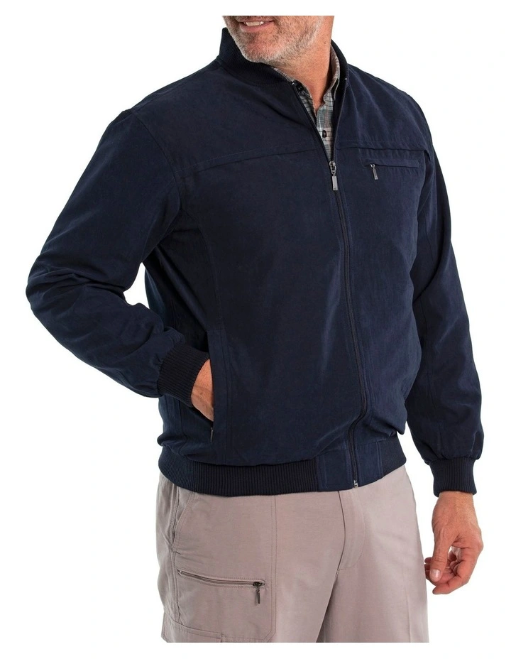 Microfibre Bomber Jacket in Navy