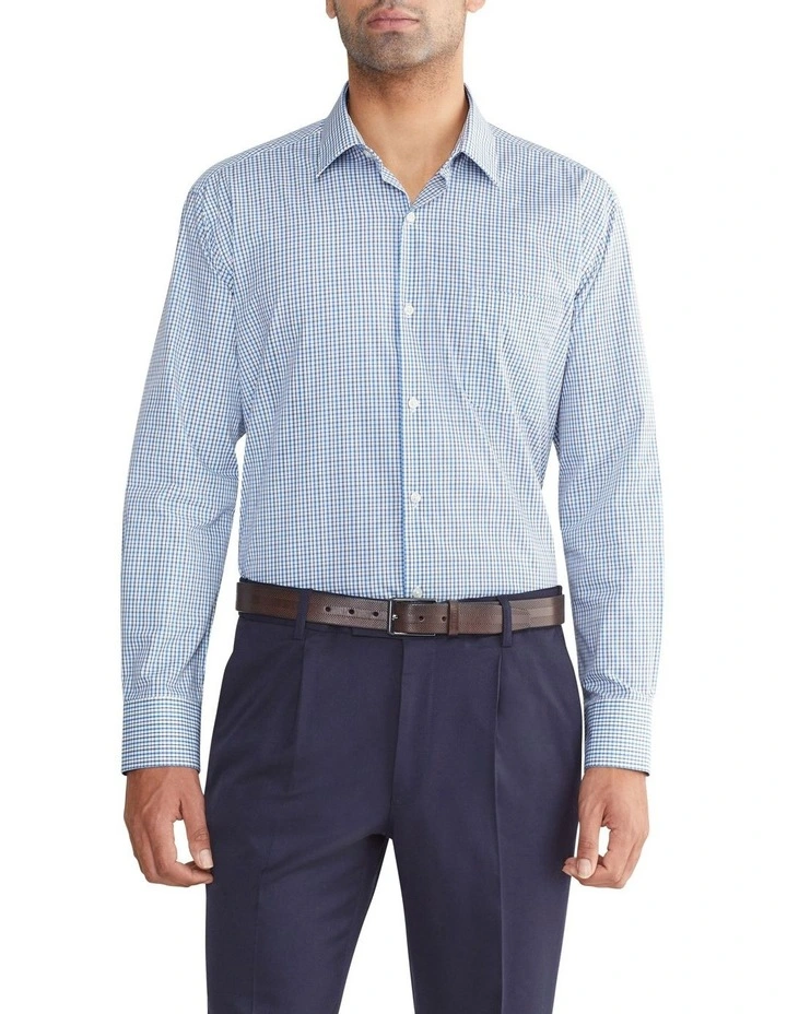 Classic Mid Check Long Sleeves Shirt in Blue