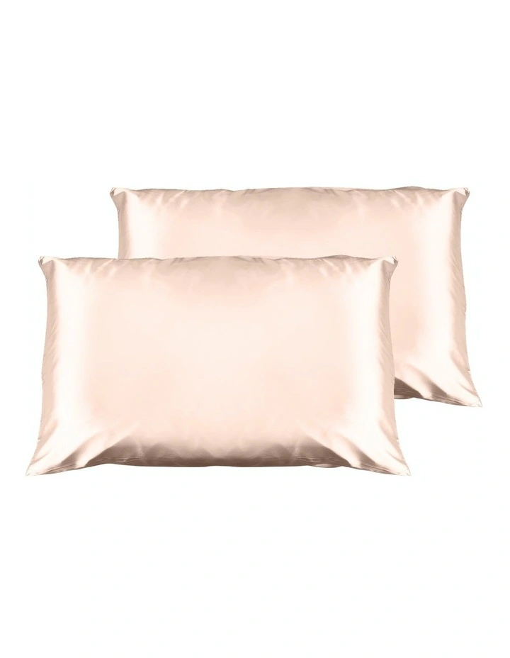 Luxury Satin Pillowcase Twin Pack with Gift Box in Champagne Pink