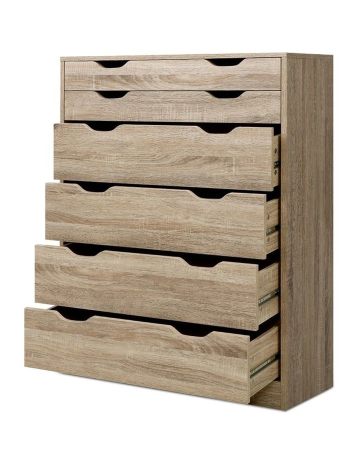 6 Chest of Drawers Tallboy Dresser Table Storage Cabinet Oak Bedroom