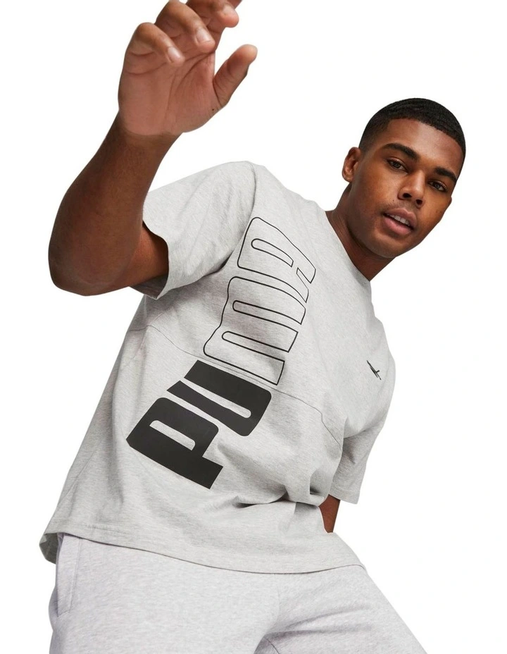 Power Colorblock Tee in Light Grey Heather