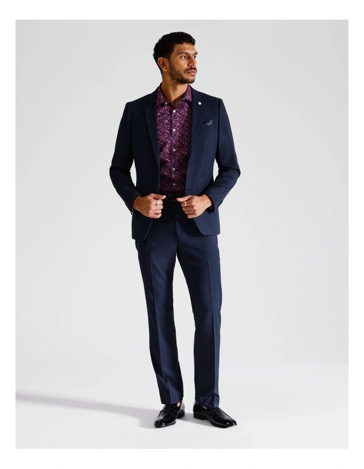 Slim Birdseye Suit Jacket in Navy