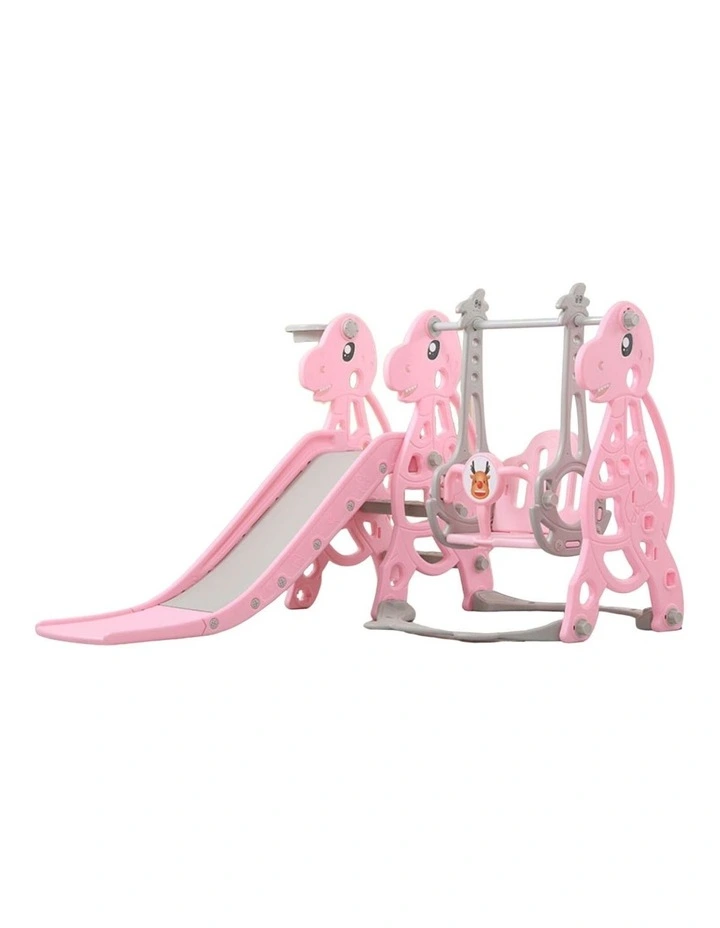 Slide and Swing Set with Basketball Hoop Outdoor Playground Toys
