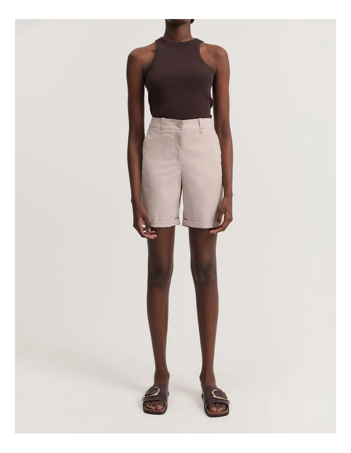 Australian Cotton Twill Walk Short in Stone