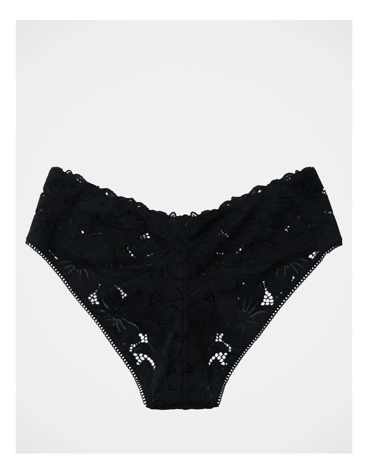 Crochet Lace Cheeky Underwear in True Black