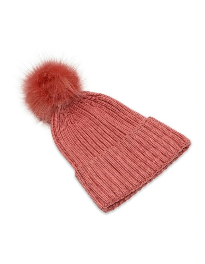 Valentine Wool Blend Beanie in Blush