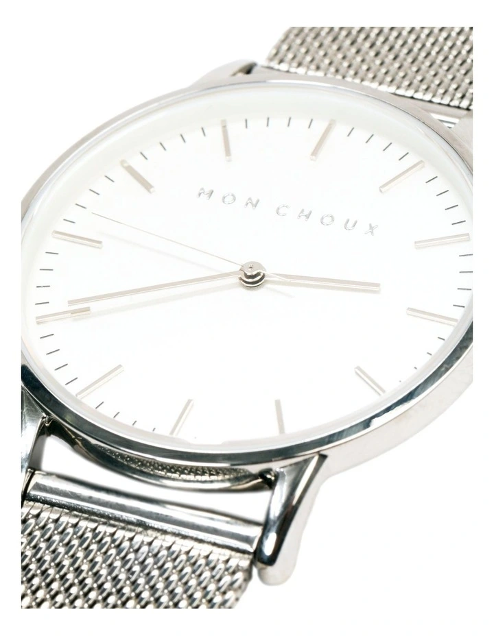 Classic Mesh Watch 38mm in White/Silver