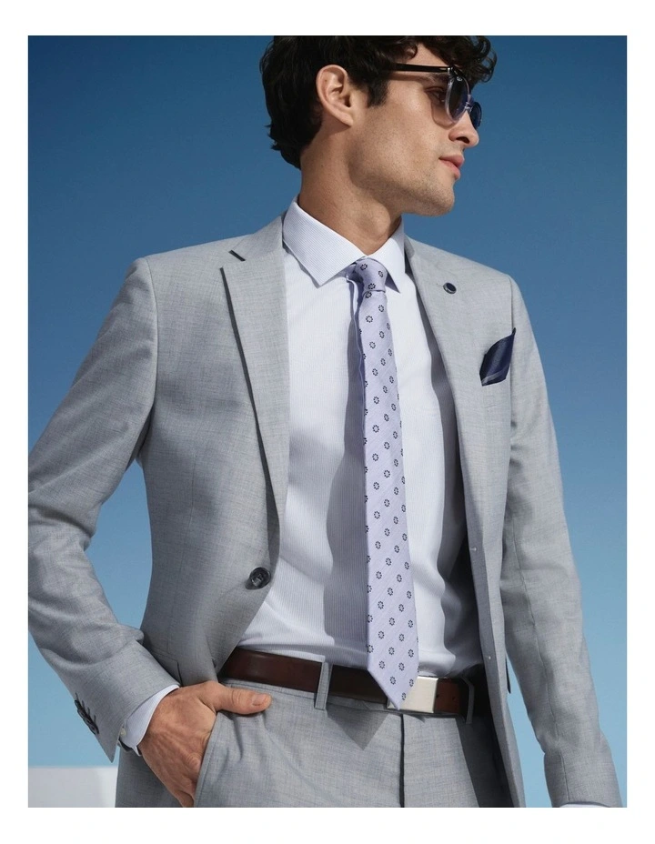 Herringbone Long Sleeve Business Shirt in White