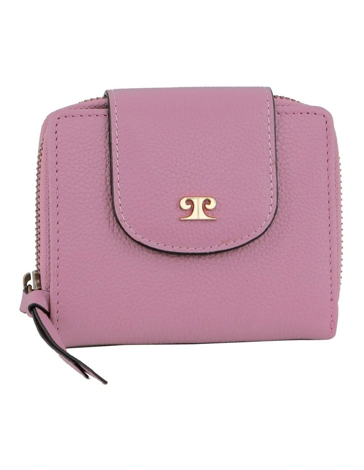 Leather Tab Bi-Fold Wallet in Pink