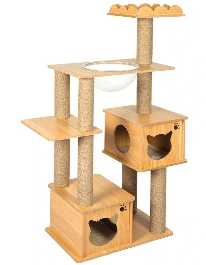 Cat Wood Condo Tree Scratching Post 138cm in Brown