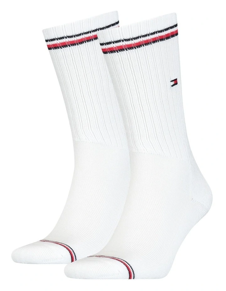 Iconic Sports Crew Socks 2 Pack in White
