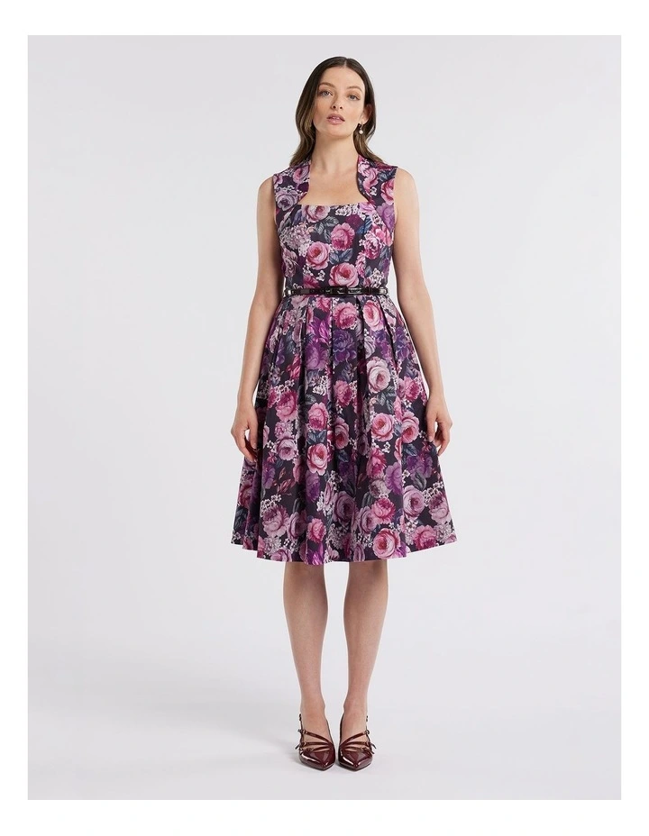Nightshade Floral Dress in Purple