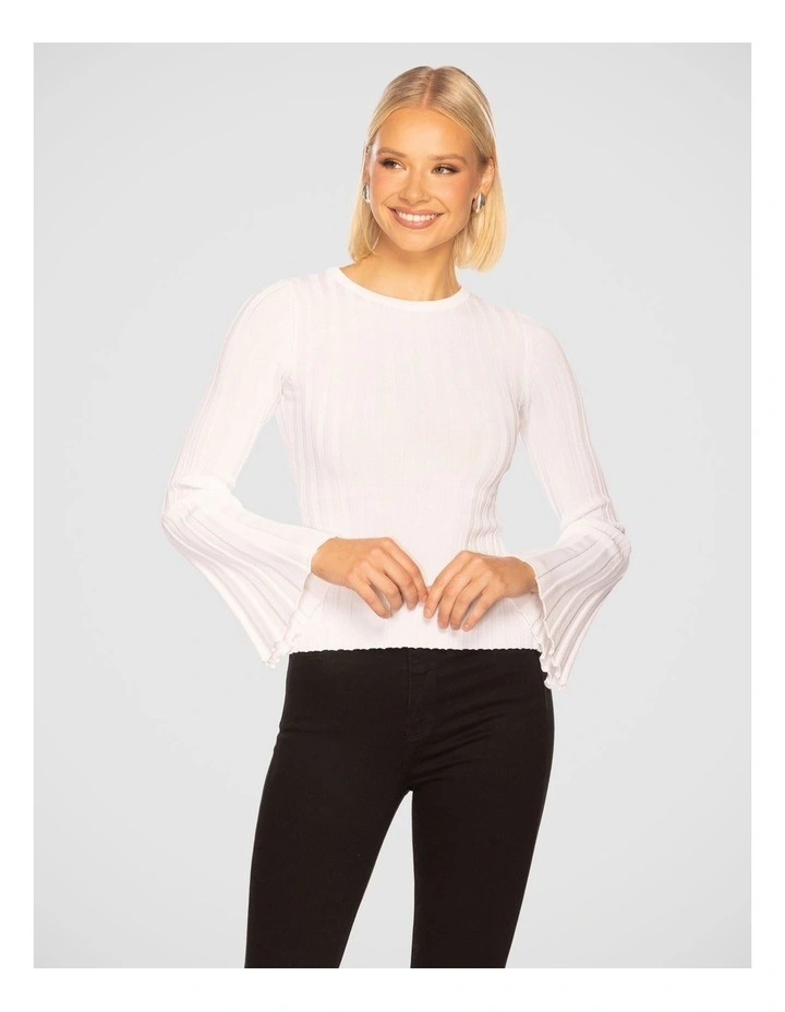 Lulu Long Sleeve Knit Top in White