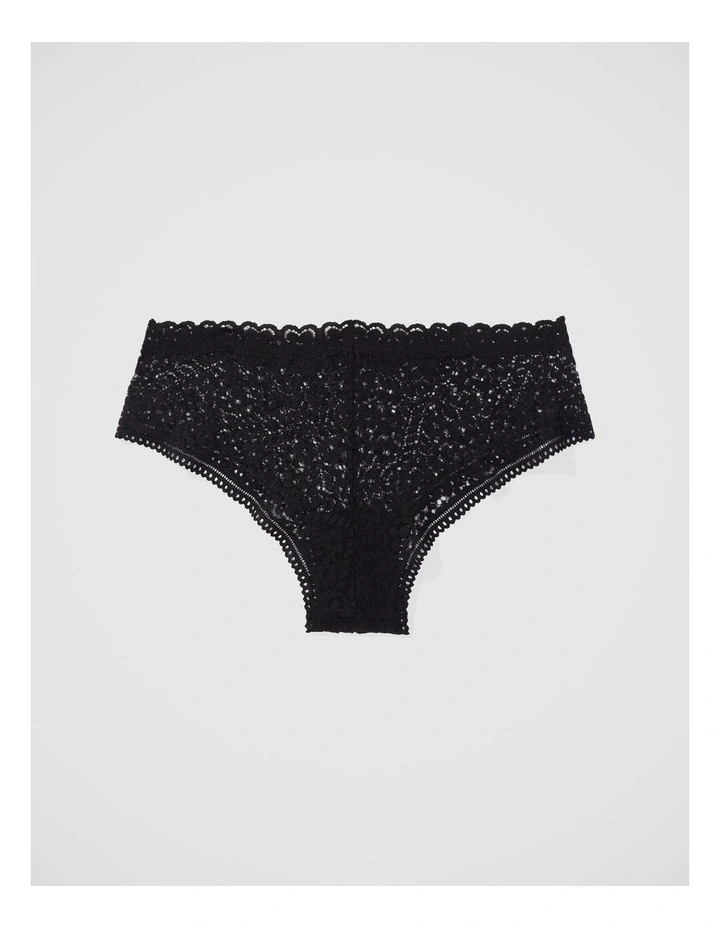 Superchill Cozy Lace Cheeky Underwear in True Black