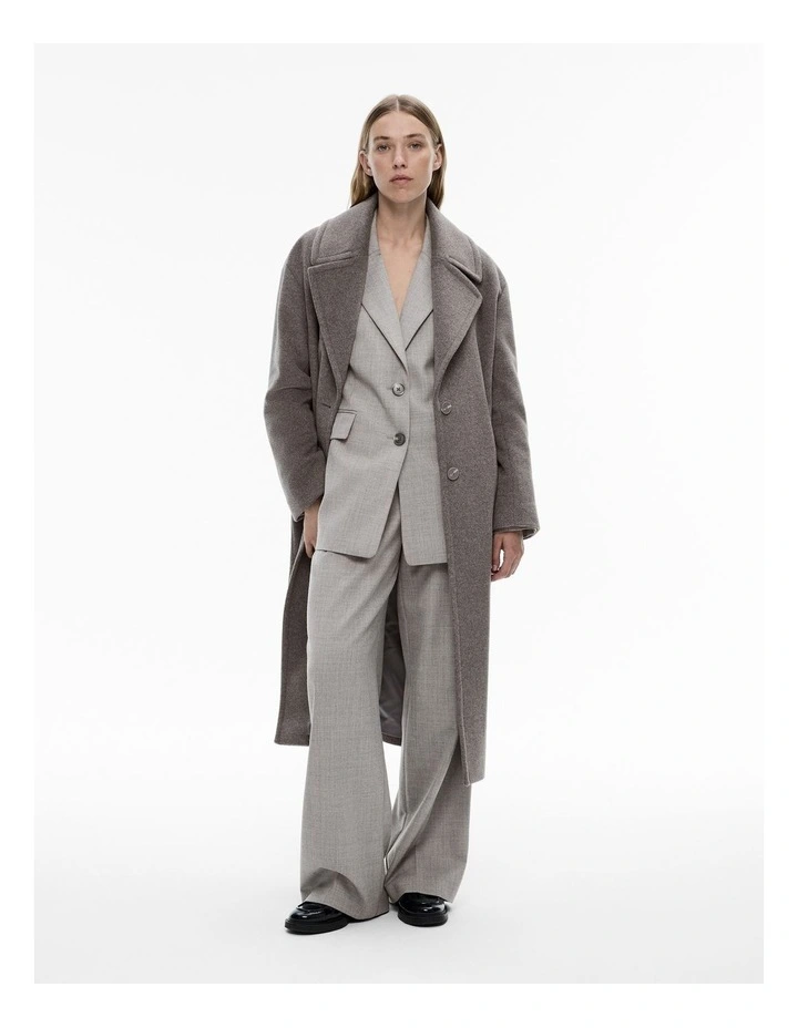 Wool Blend Single-breasted Boxy Blazer in Ice Grey