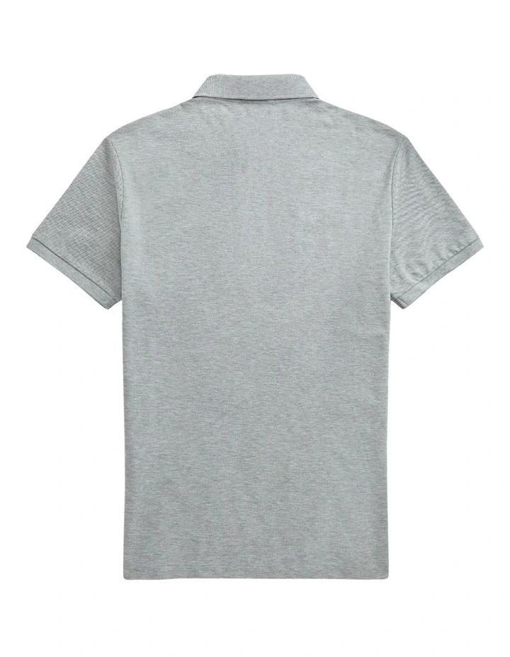 Custom Slim Fit Stretch Mesh Polo Shirt in Grey