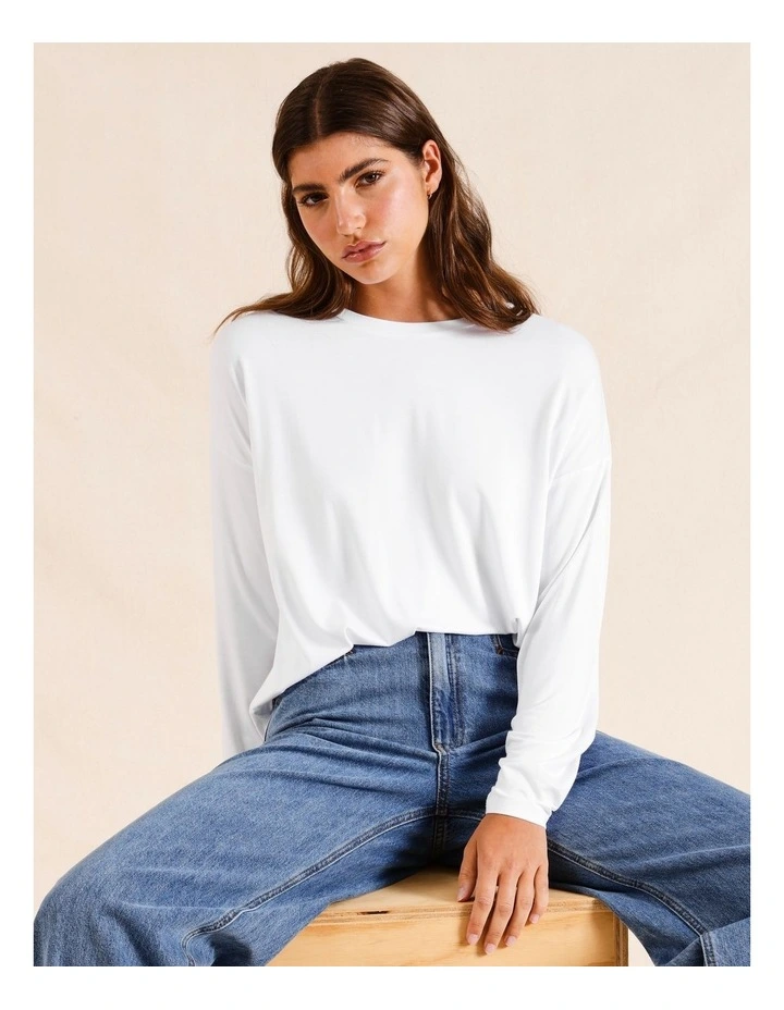 Long Sleeve Bamboo Tee in White