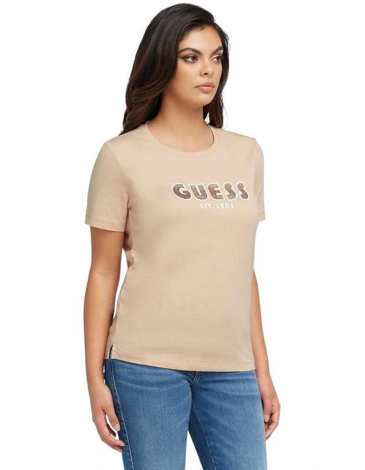 Shaded Logo Tee in Moccasin