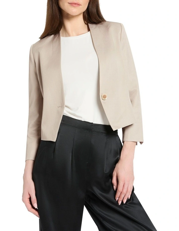 Mavie Cropped Jacket in Stone