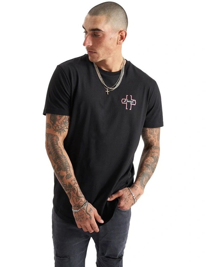 Prelusium Dual Curved Tee in Jet Black