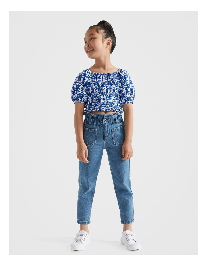 Core Paperbag Jeans in Classic Blue