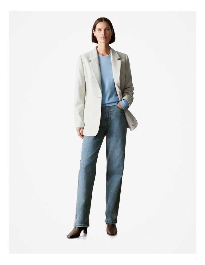 Merino Blend Forward Shoulder Seam Relaxed Crew in Sky Blue