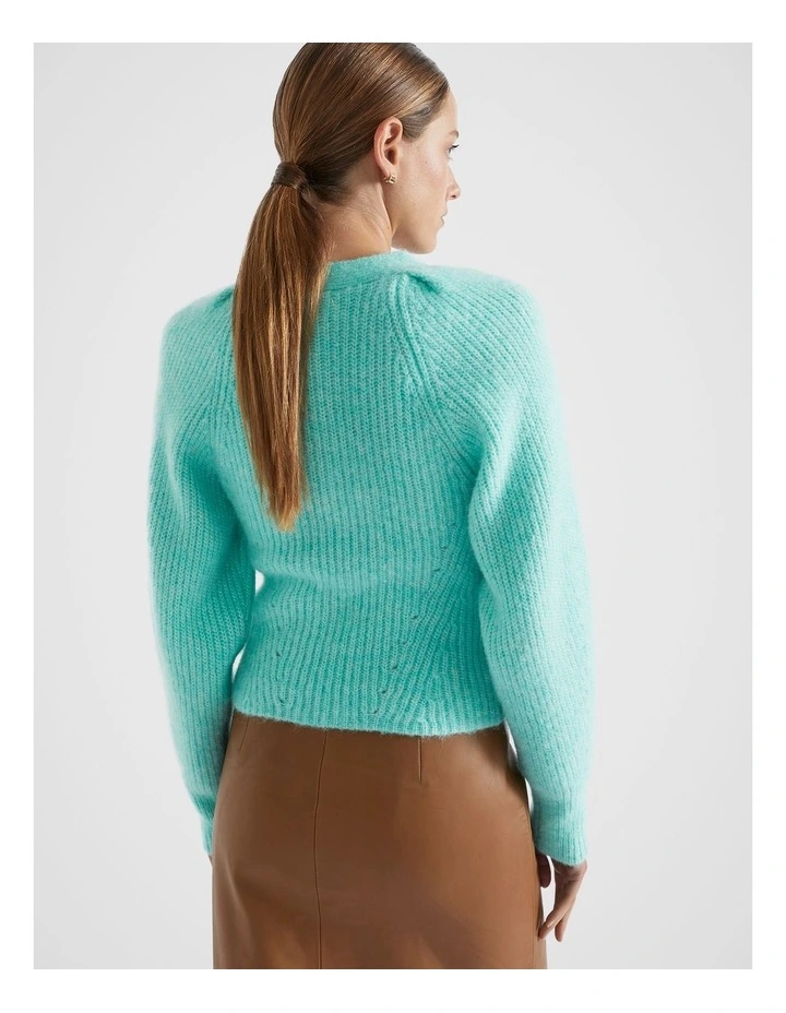 Ring Detail Raglan Knit in Opal Marle