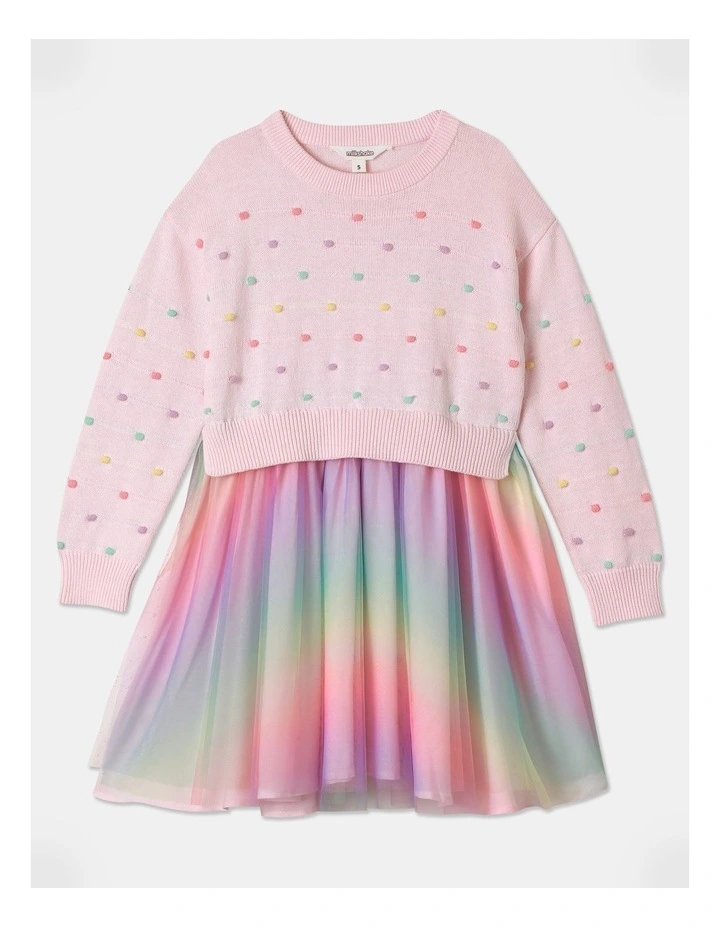 Bobble Knit Sweater And Tulle Tutu Dress in Rainbow