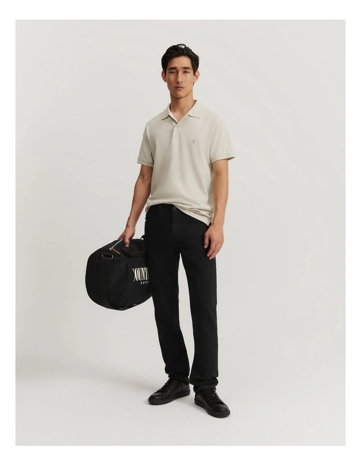 Verified Australian Cotton Pique Polo Shirt in Oat Marle