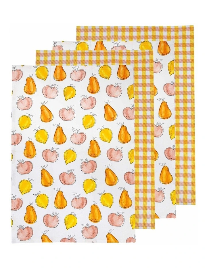 Sweet Fruit Printed Kitchen Towel 4 Pack in Multi
