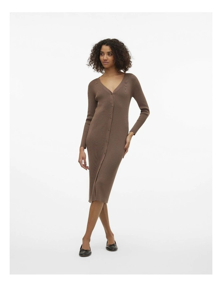 Isolda Long Sleeve Midi Dress in Chocolate Chip